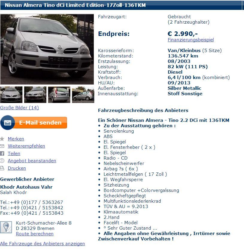 Nissan Almera Tino | 14
